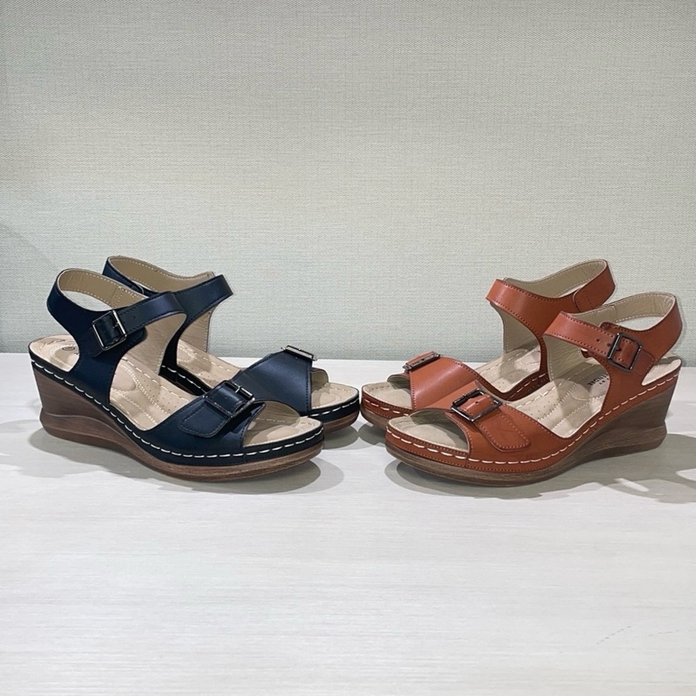 Black & Brown Faux Leather Sandals
